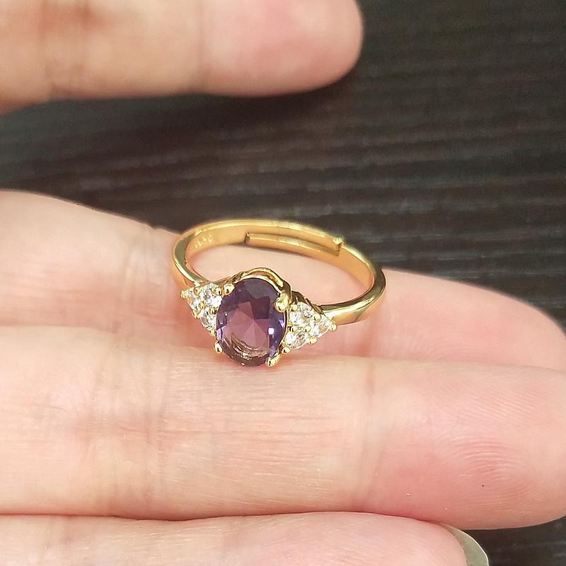 European-American High-End Adjustable Women s Ring with Colored Zircon, Light Luxury Style Adjustable