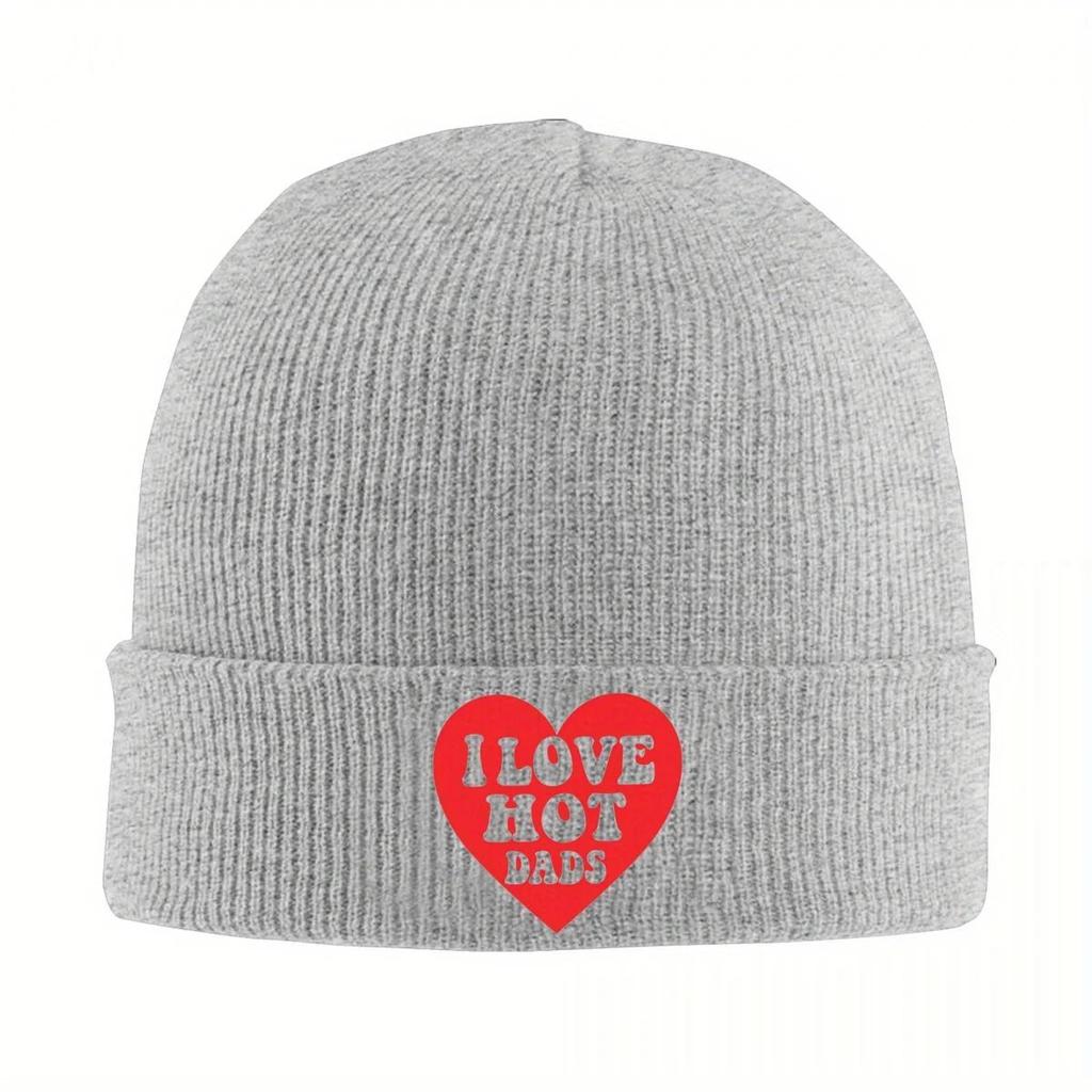 New I Love Hot Dads Knitted Hat Beanie Autumn Winter Hat Warm Casual Caps For Unisex Women