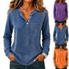 Top Blusa da Donna Casual a Maniche Lunghe con Bottoni Colorato