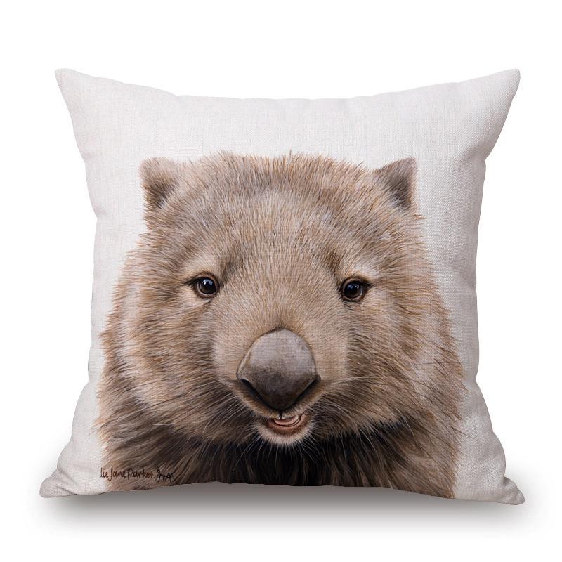 Australian Animals Wombat Kangaroo Possum Kookaburra Birds Koala Poster Cushion Cover Decorative Pillow Case