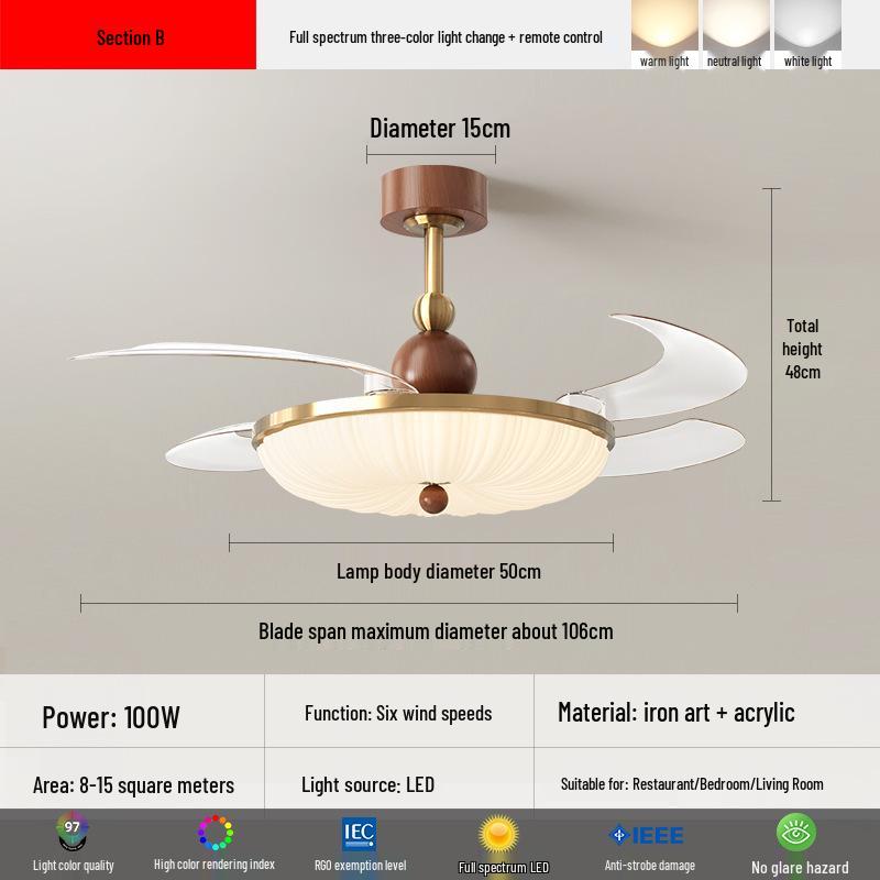 

2025 Chinese Style Silent Ceiling Fan with Light for Bedroom and Restaurant B Model 42 inch - 106 cm