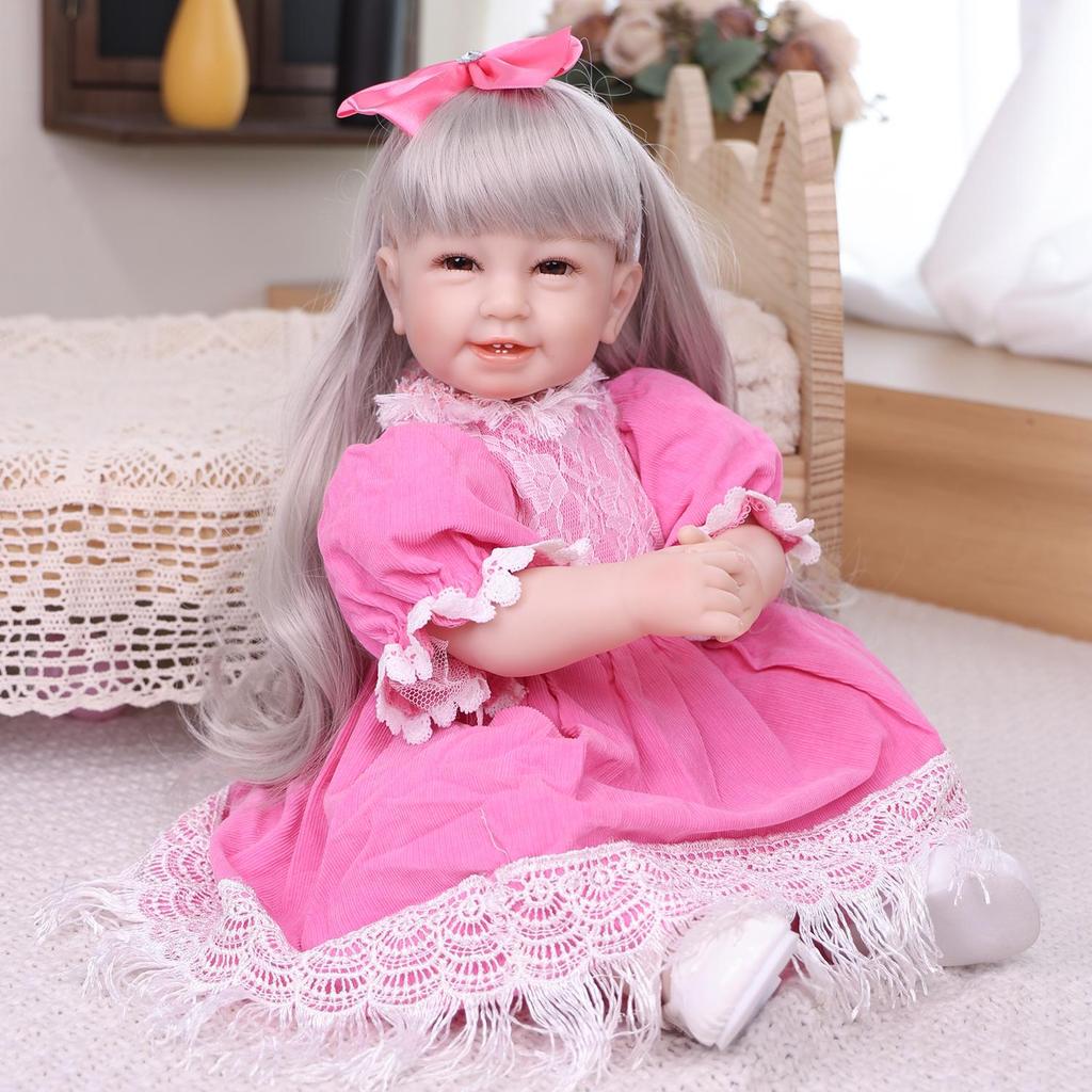 KEIUMI Reborn Puppen 55 cm Silikon Stoffkörper Berührung Weich Neugeborene Mädchen Frühes Lernspielzeug Weihnachten Geburtstagsgeschenke