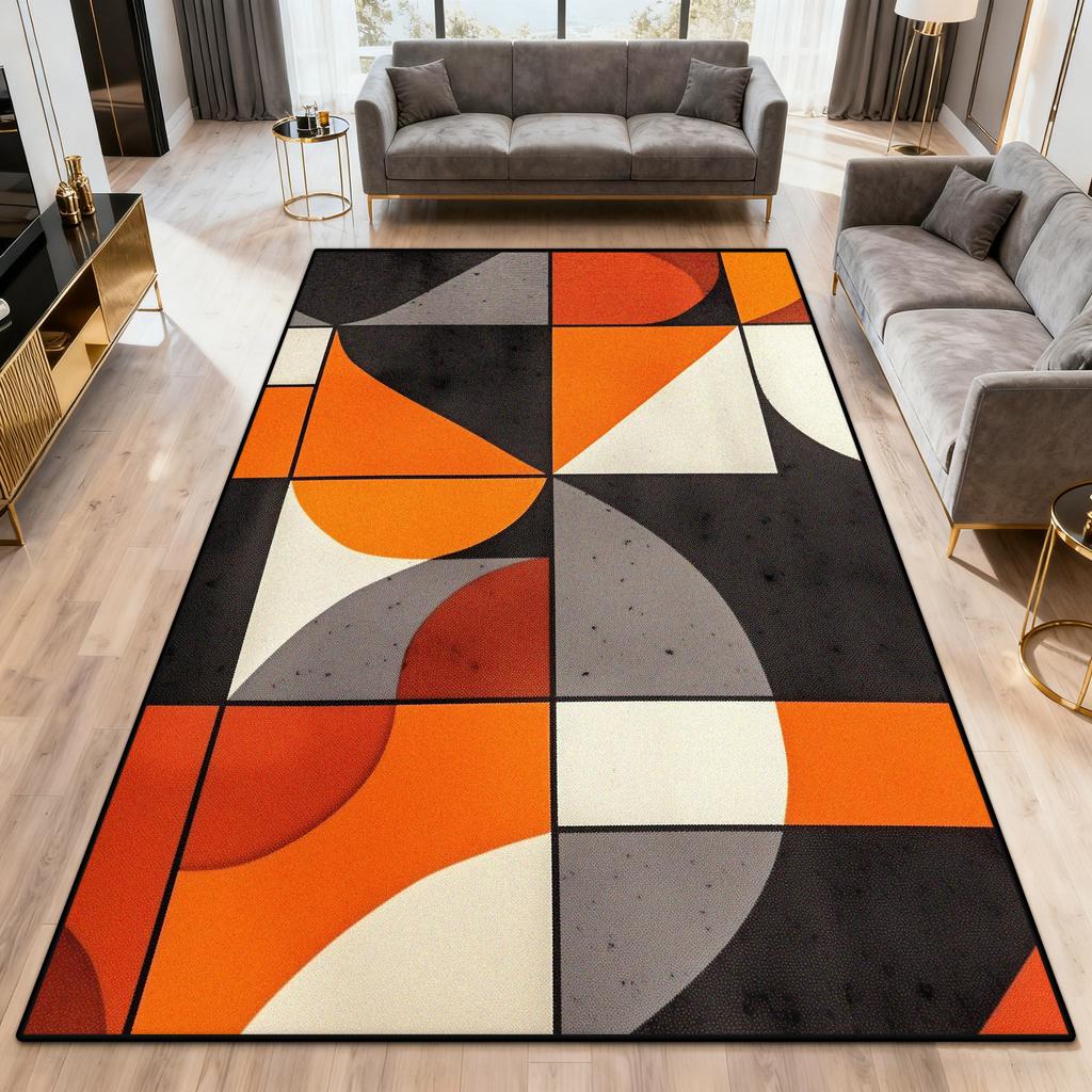 Nordic Abstract Living Room Carpet Orange Simple Style Decoration Sofa Large Area Rugs Bedroom Bath Non-slip Entrance Door Mat