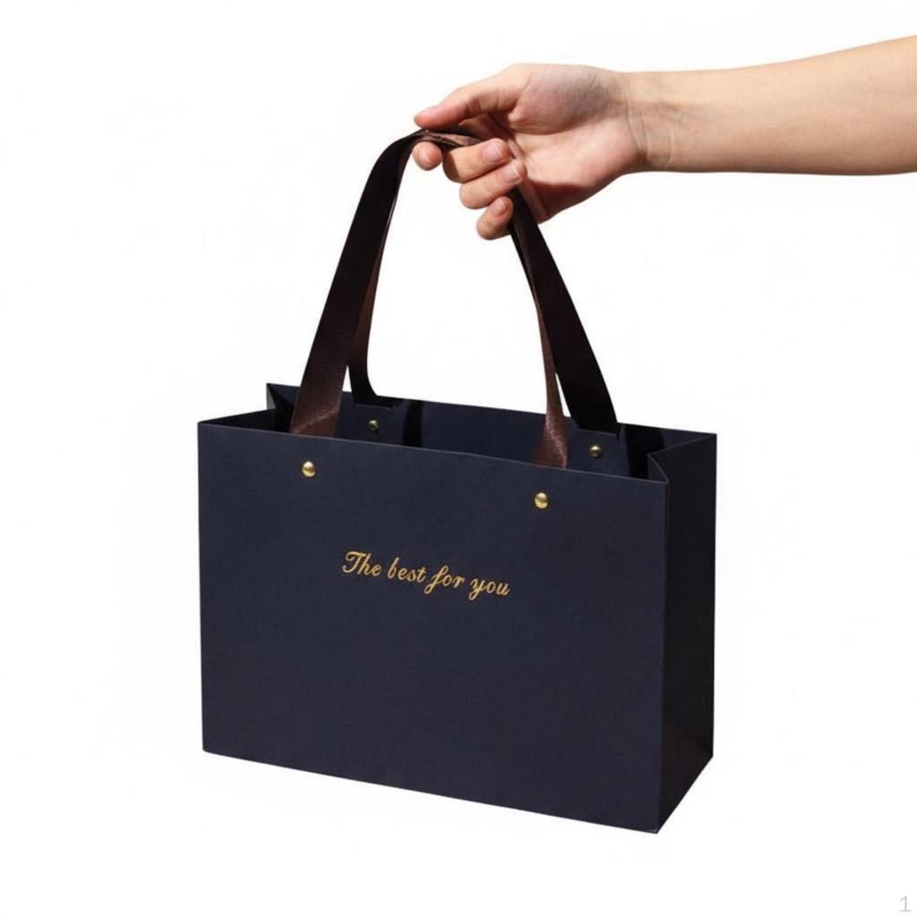 Schwarze Papiergeschenktüte Elegantes Design mit Henkeln Dickes Kartonmaterial für Herren,