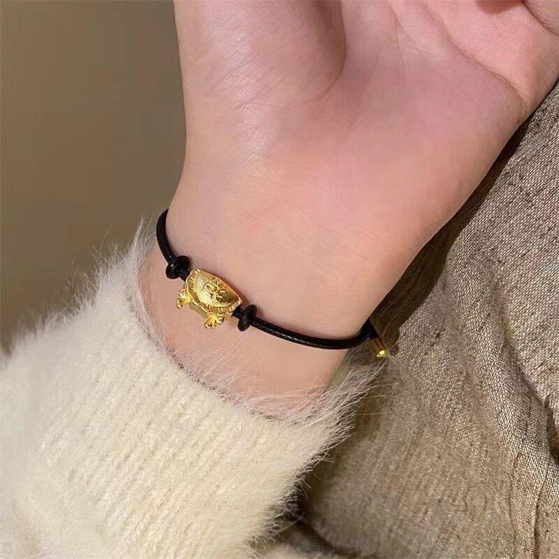 2024 Fashion Summer Womens Black Dragon Bracelet With Red Rope And Lucky Charm