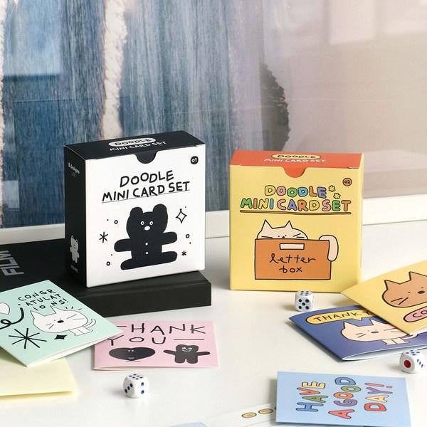 Ikonisk Doodle Mini Card 8 typer x 3p + Konvolutt 24p sett