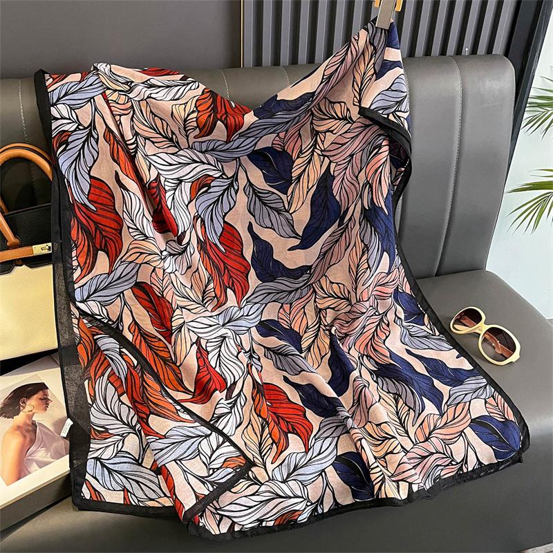 

Новый весенний женский хлопковый шарф, пляжный хиджаб, шали и накидки, роскошный брендовый цветочный женский платок, эшарп, дизайнерская бандана 85x180cm