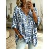 Top de talla grande para mujer con cuello en V, elegante y cómodo, estampado floral sencillo, camiseta de talla grande para mujer con cuello en V - moderna y versátil