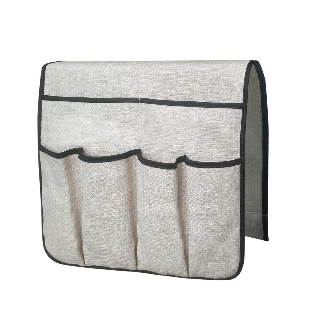 Large Cotton Linen Sofa Armrest Storage Bag for Remotes, Books, Candy, and Cosmetics