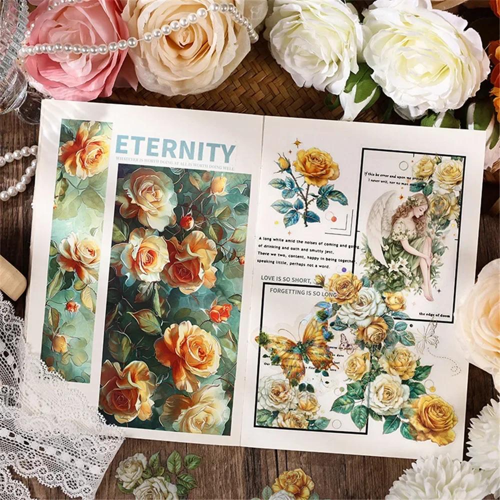 24pcs Colored Roses Stickers Girl Gift Scrapbooking Material For Thank You Stickers Craft Supplies Aesthetic