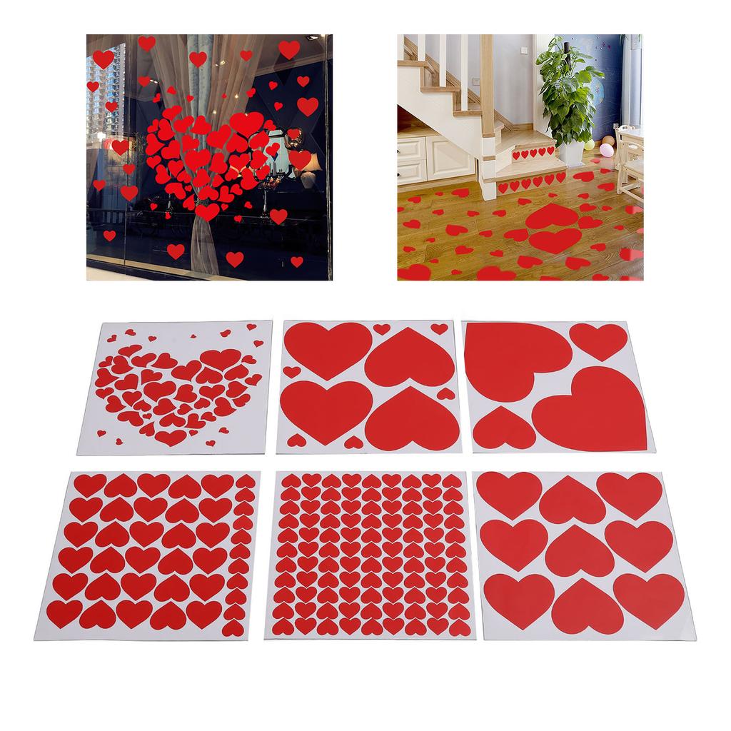 6Pcs Valentine\\\'s Day Love Heat Stickers Self Adhesive  Valentine\\\'s Day Wall Stickers for An