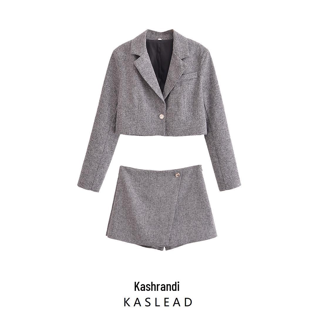 

2024 Autumn Women s European & American Style Lapel Suit Jacket with Long Sleeves and Culottes XS