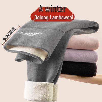 Leggings d'hiver taille haute doublés polaire en laine d'agneau - Grande taille, Générateurs de chaleur, Pantalons chauds cationiques épaissis