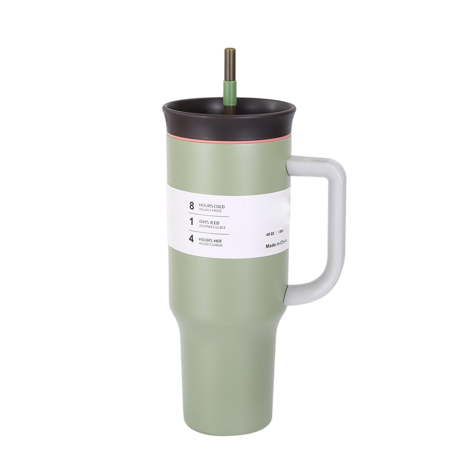 

Кружка из нержавеющей стали Большой вместимости С ручкой Автомобильная кружка Удобная для улицы Двойная соломинка для питья Кружка для льда One Size