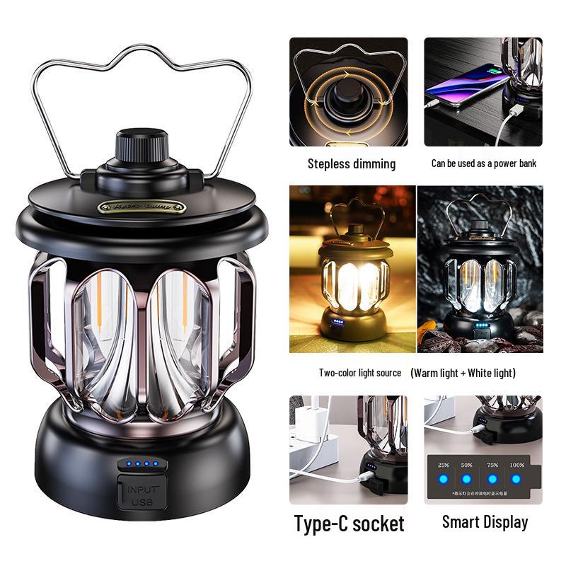 Multifunctional Solar-LED Camping Lantern with Type-C Charging