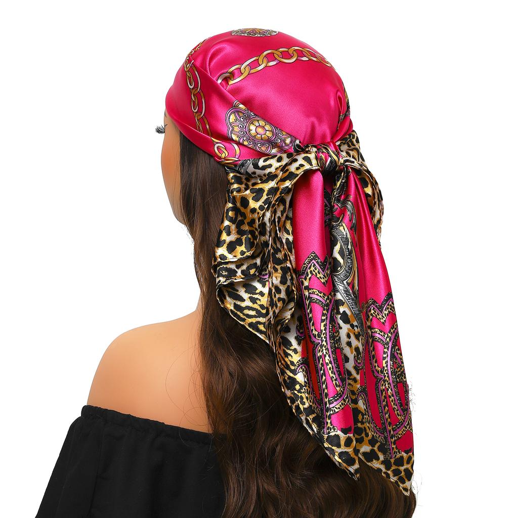 90*90cm Silk Scarf Scarftop Headwraps For Woman Fashion Four Seasons Hair Accessories Hijab Foulard Bandana Femme Headscarf