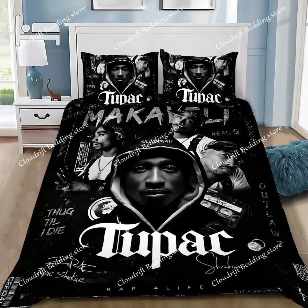 Exquisite 3D 2Pac Tupac Wallpaper Hip Hop Digital Printing Bedding Set Comforter Bed Youth Kids Girls Boys Gift