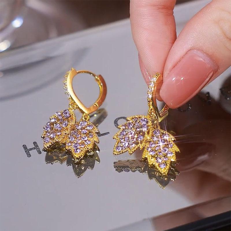 2024 Neuer Modetrend Einzigartiges Design Elegante Zarte Leichter Luxus Perlenblatt Quaste Ohrringe Damen Zirkon Party Premium Geschenke