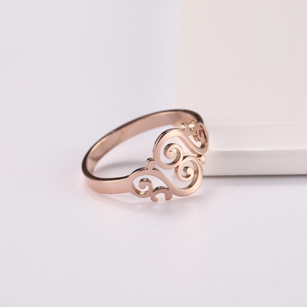 Cazador Vintage Flower Filigree Ring Women Gold Color Stainless Steel Finger Rings Jewelry Anniversary Birthday Mother Gift