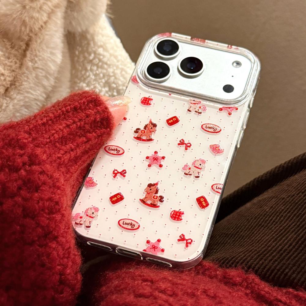 Glitzerndes Neujahr Rosa Pony Cartoon Beliebte Handyhülle für Apple iPhone 17, iPhone 16 Pro Max
