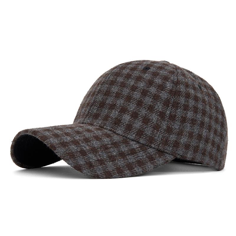 Unisex Autumn/Winter Classic Plaid Baseball Cap - Hard Top Duckbill Sun Hat