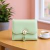 Portable Candy Color Wallet PVC Pouch Short Leather Purse Anti-splash Water Multiple Card Three Fold Card Bag Shopping