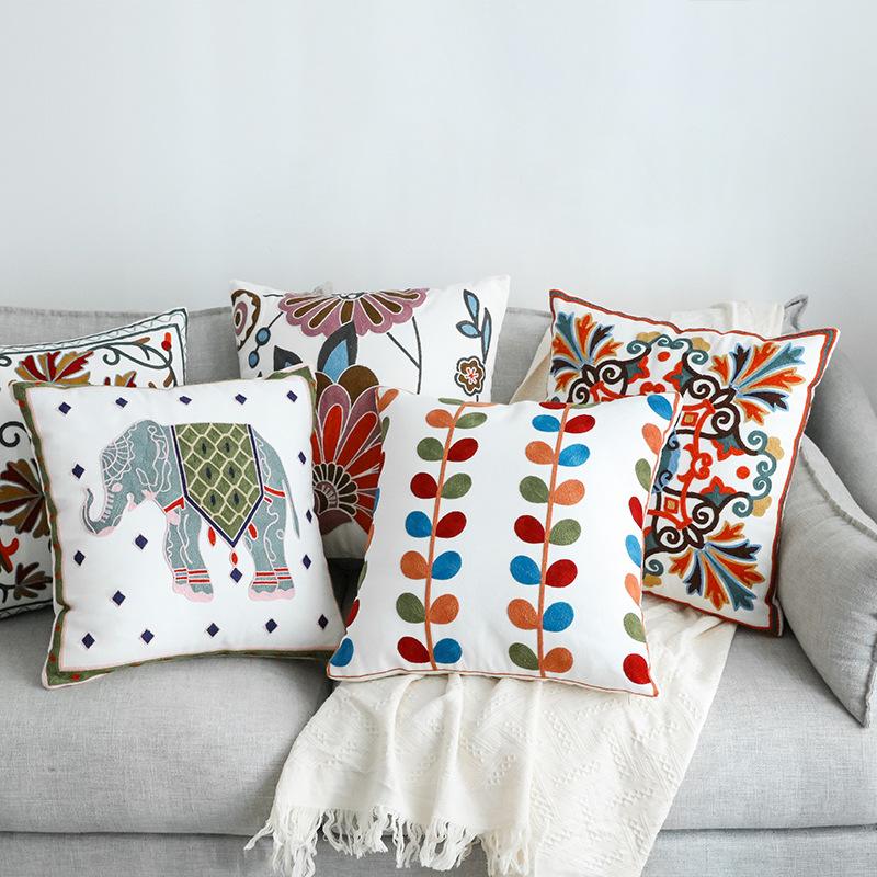 Ins Floral Embroidery Pillow Case Living Room Sofa Decoration Flower Bedroom Bedside Pillow