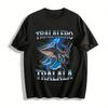 Funny Four-Legged Shark In Shoes Print Lightning Trendy T-Shirt Pure Cotton T-shirt