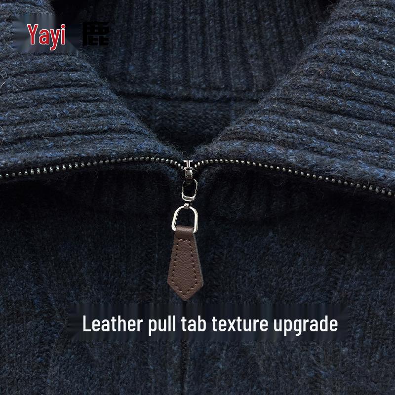 Yalu Men's Wool-Blend Solid Color Polo Collar Knitted Sweater