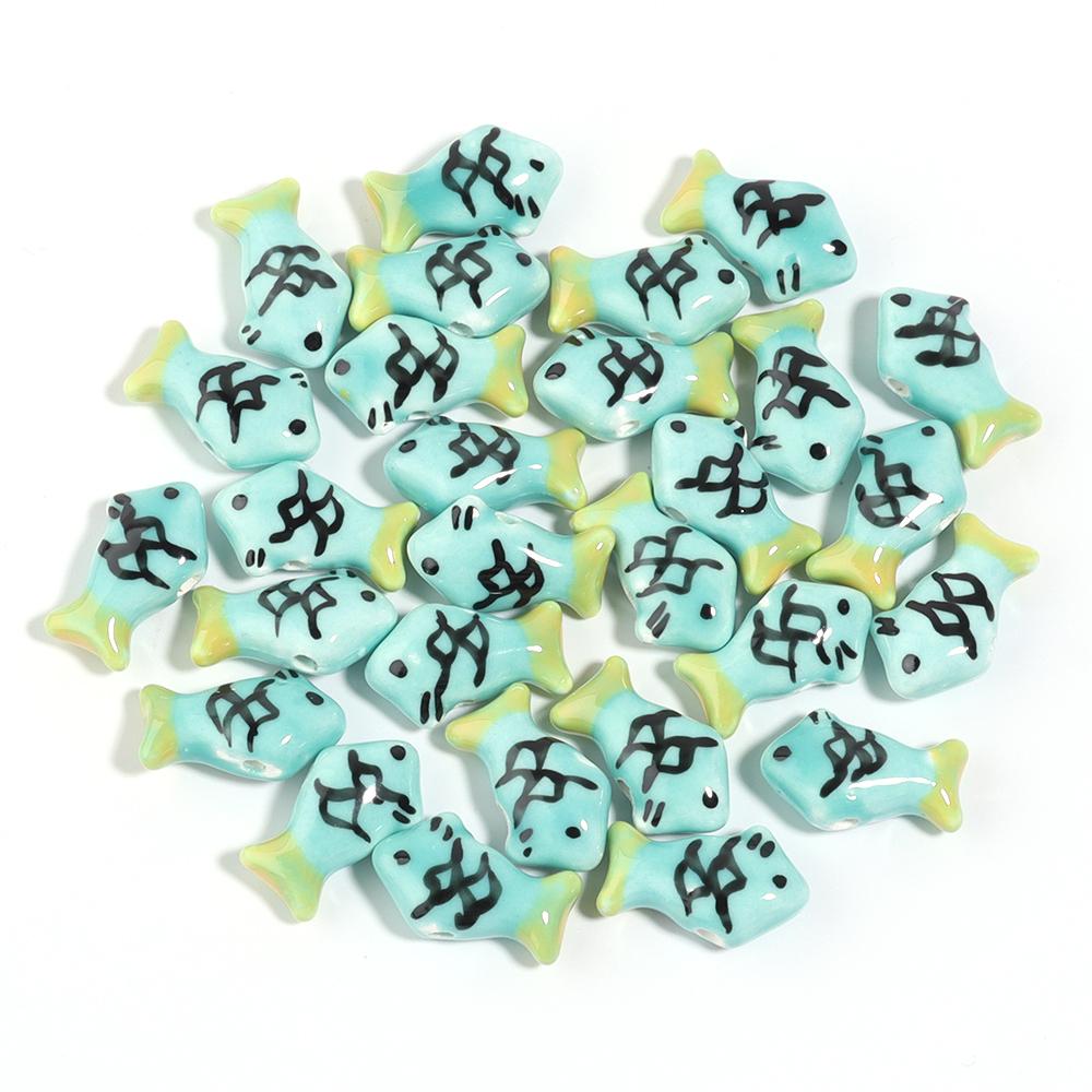 

5Pcs Mini Ceramic Fish Beads Cute Glazed Porcelain Charm Loose Spacer Bead For Jewelr Diy Handmade Bracelets Pendant Finding 12x20mm 5Pcs