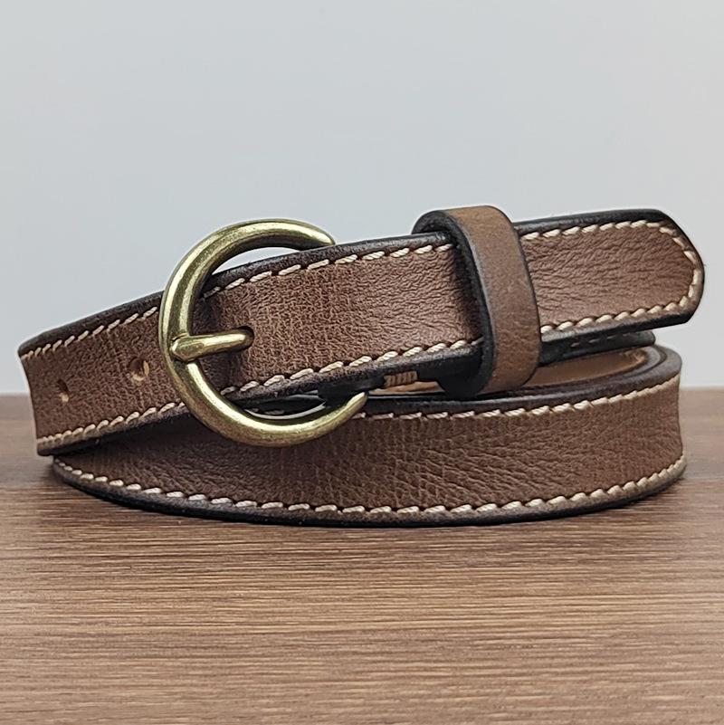 Soft Leather Belt Women'S Jeans Belt Copper Buckle Pure First Layer Cowhide Belt Women'S Retro Simple Decoration