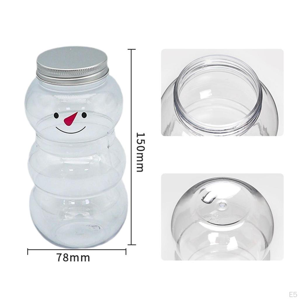 10x Snowman Juice Bottles Christmas 500ml Clear for Climbing Camping Red