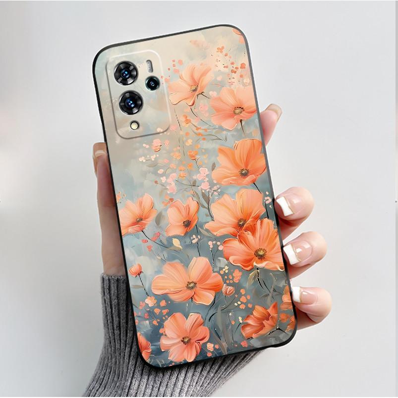 For ZTE V40 Pro 9046 Case Black Jelly Soft Silicone TPU Butterfly Flowers Pattern Phone Casing For ZTE Blade V40 Pro Back Cover
