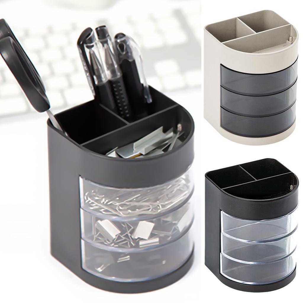 Multifunctional Pencil Holder with 3 Rotatable Compartments Desktop Pen Organizers Storage Box Office Desk Organization