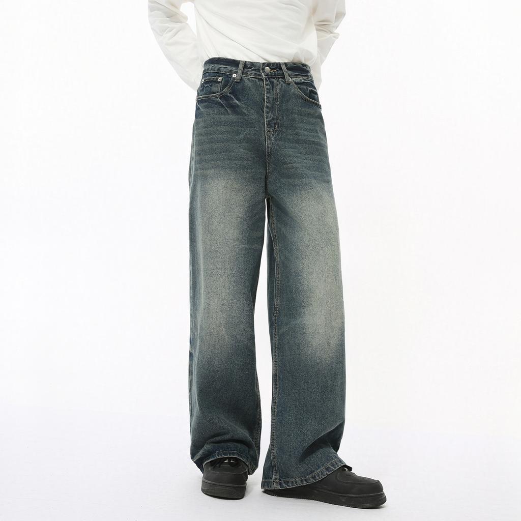 Men's Clothing | New Autumn Products, American High Street Retro Wide Leg Loose Washed Jeans