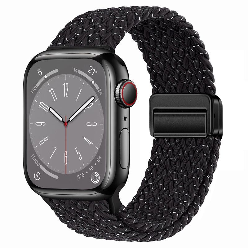 Elastisches Regenbogen-Nylon-Gewebe Apple Watch Armband mit Magnetverschluss