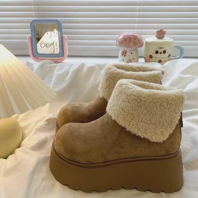 Women's 2024 Winter Snow Boots - Thick Warm Velvet, Platform Sole, Fashionable All-Match Cotton Design