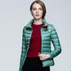 Autumn Women Slim Lightweight Down Coat Long Sleeve Stand Collar Solid Color Zipper Jacket Sizes M 5XL