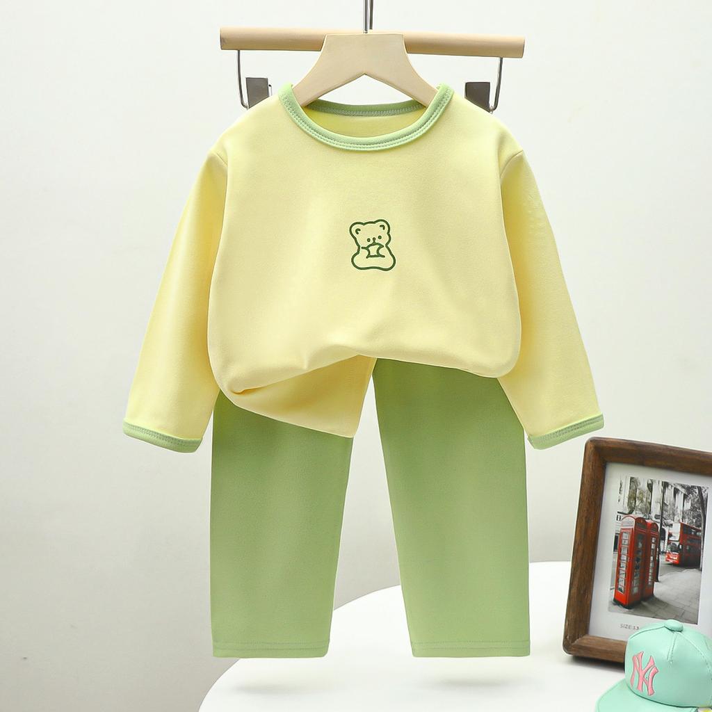 Children's underwear set, autumn school uniform, boys' velvet clothes, girls' warm home clothes, children's clothing