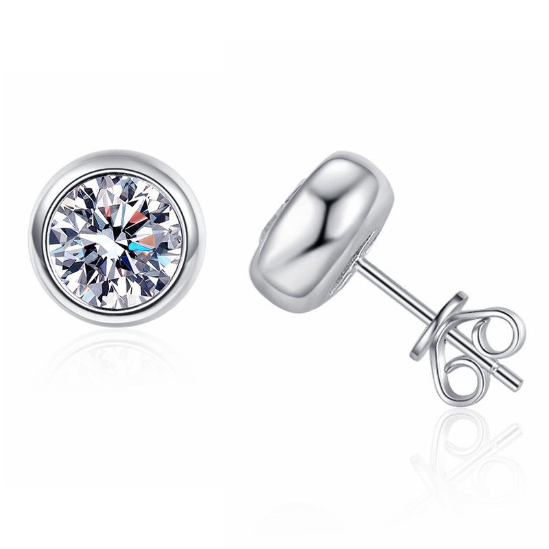 

6.5mm S925 Sterling Silver Moissanite Stud Earrings Classic Elegant For Women Men D VVS1 Exquisite Jewelry 6.5mm белый