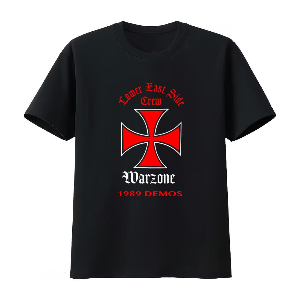 Warzone Demos Lower East Side Crew Kreuz T-Shirt Vintage Lässig Weich Mode Unisex Kleidung Damen Sommer Neues T-Shirt