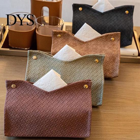 Durable Kitchen Paper Organizer PU Leather Tissue Box Holder, with Snap Design, Portable Foldable Compact Dormitory Case Facial Dispenser, for Office