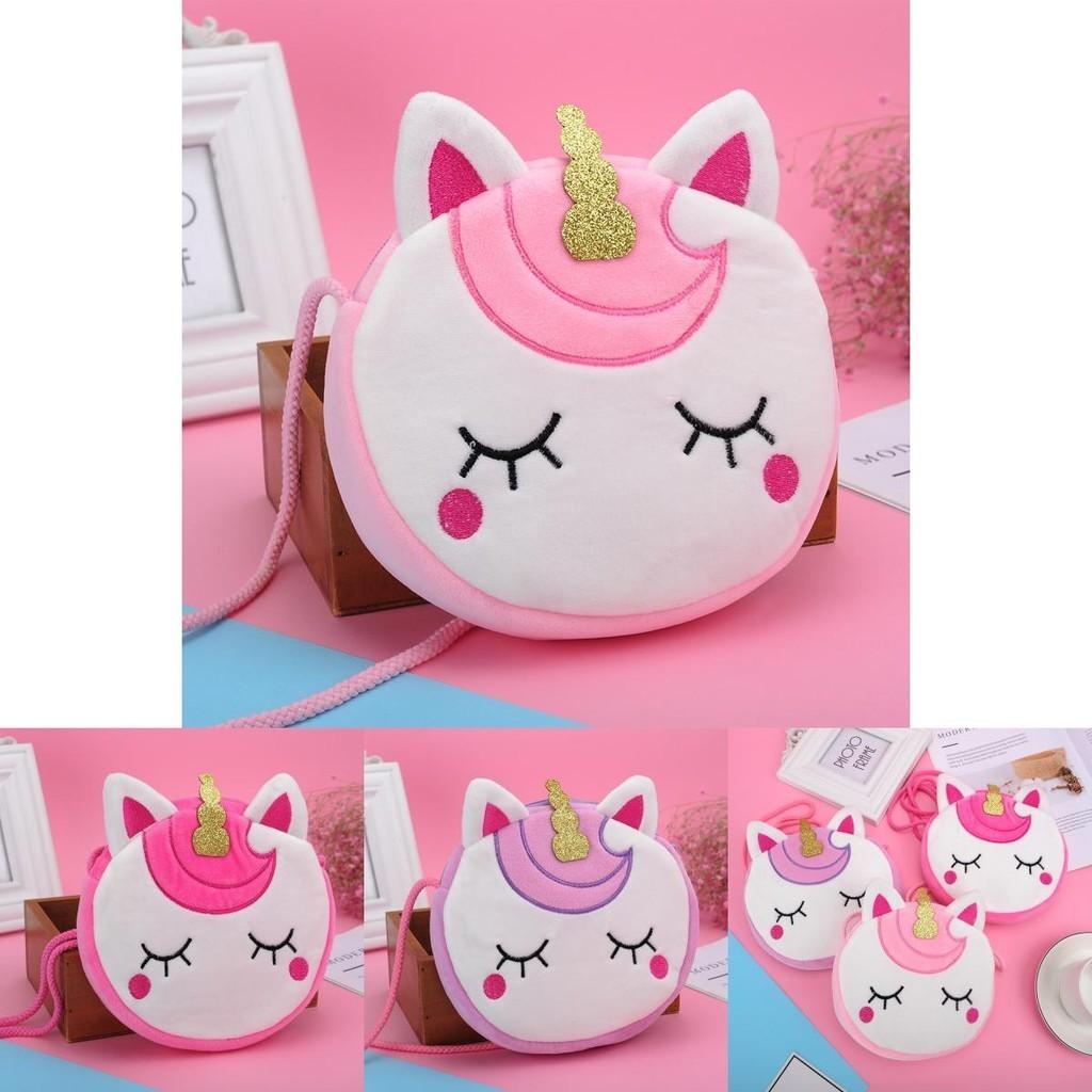 Adorable Unicorn Plush Shoulder Bag For Kids Portable Snack Storage Gift