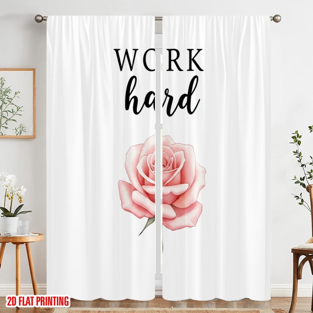 2pcs 2D flat printing Drapes Floral Rose Work Hard Fabric Without Electricity 0 for Indoor Celebrations Room Garden