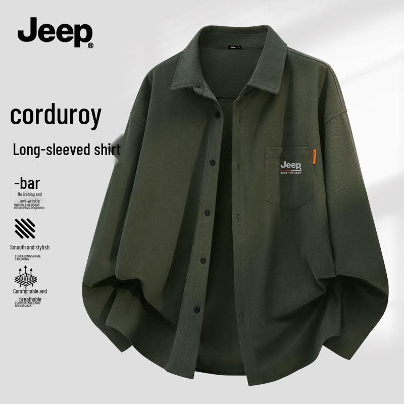 JEEP Men s Casual Corduroy Long Sleeve Shirt 4XL