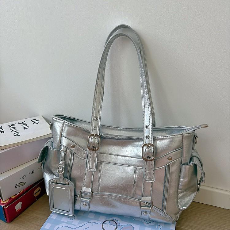 

Y2K Sweet Cool Hot Girl Underarm Bag Ladies PU Leather Square Large Capacity Tote Bag Women Harajuku Crossbody Bag Handbags срібний