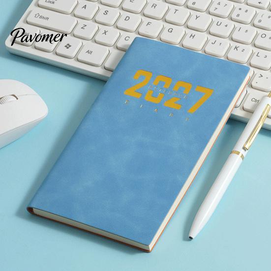 Portable Daily Schedule 2027 Agenda Notebook, Pocket Size PU Leather Cover Academic Planner for Work Planner, Practical Organizer Business And