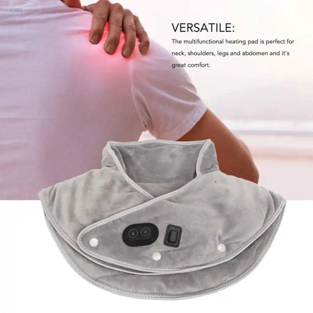 

3 Levels Adjustment Electric Heating Shoulder Thermal Compress Neck Pad Massager Muscle Relaxation Grey Just Heat