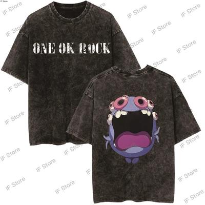 Rock Harajuku Oneok Casual Men'S And Women'S Printed Short Sleeve T-Shirt Cotton Retro Crew Neck