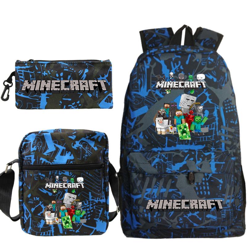 Minecraft Primary And Secondary School School Bag Children'S Backpack Backpack Shoulder Bag Pencil Case Three-Piece Set